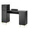 VEVOR Manicure Table, Glass Top Nail Desk, Makeup Dressing Nail Station with Storage Cabinets