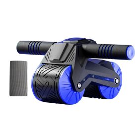 2 In 1 Belly Wheel Balanced Support and Digital Counter Automatic Rebound Mute Abdominal Exerciser Arm Muscles Slimming Home Gym (Ships From: China, Color: Dark blue)