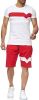 Men's Splicing 2 Piece Tracksuits Casual Short Sleeve Shirts and Shorts Suits