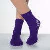 1pair Rainbow Color Non-slip Towel Bottom Yoga Socks, Cozy 5 Toes Split Knitted Calf Crew Socks, Women's Yoga Socks