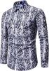 Men's Fashion Leopard Shirts Slim Fit Stand Collar Single Breasted Shirts Casual Long