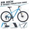 29 Inch Wheels 8 Speed Mountain Bike, for Men Women Boys and Girls, Front Suspension, Steel Frame
