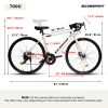 A28320RL 700C Road Bike, 16-Speed Outdoor Bike Disc Brakes, Light Weight Aluminum Frame, Racing Bike City Commuting Road Bicycle L Size for Men Women